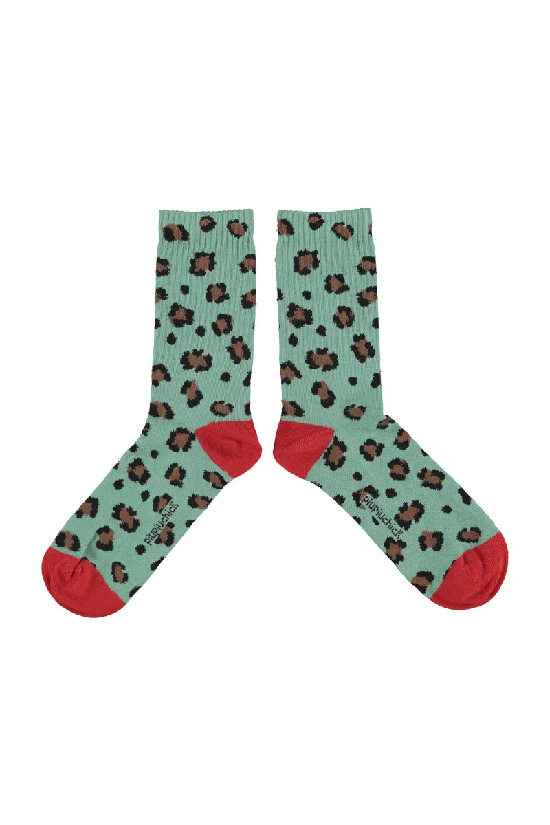 SOCKS W/ ANIMAL PRINT GREEN