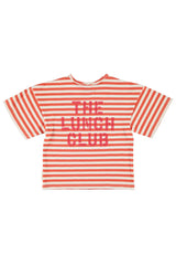 OVERSIZED T-SHIRT W/ APPLE PRINT RED AND ECRU STRIPES
