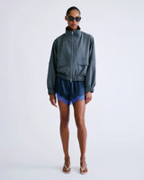 BENNIE LOOSE SILK SHORT NAVY BLUE