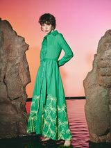 Shirt Dress Broided Palmtree Green | فستان نسائي