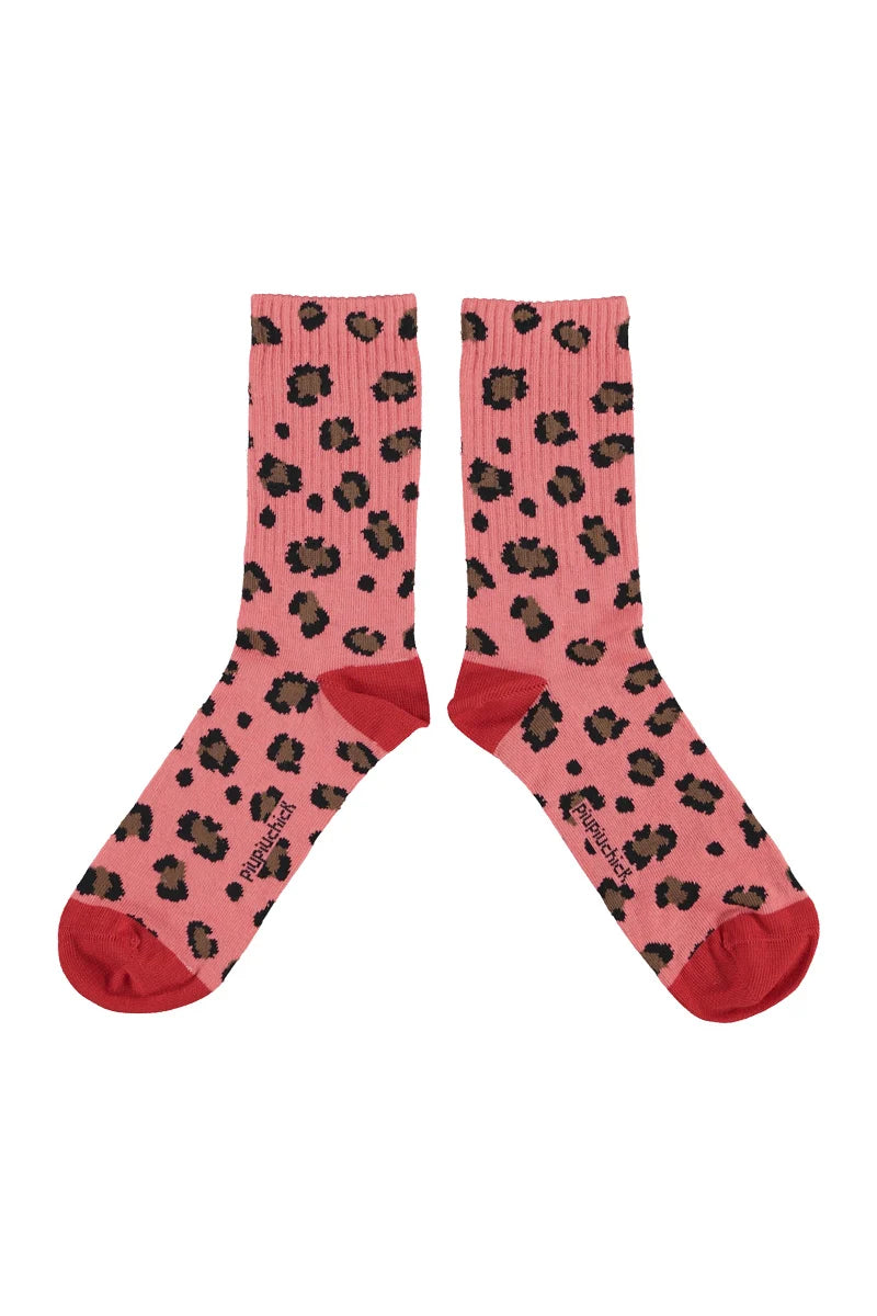 SOCKS W/ ANIMAL PRINT PINK