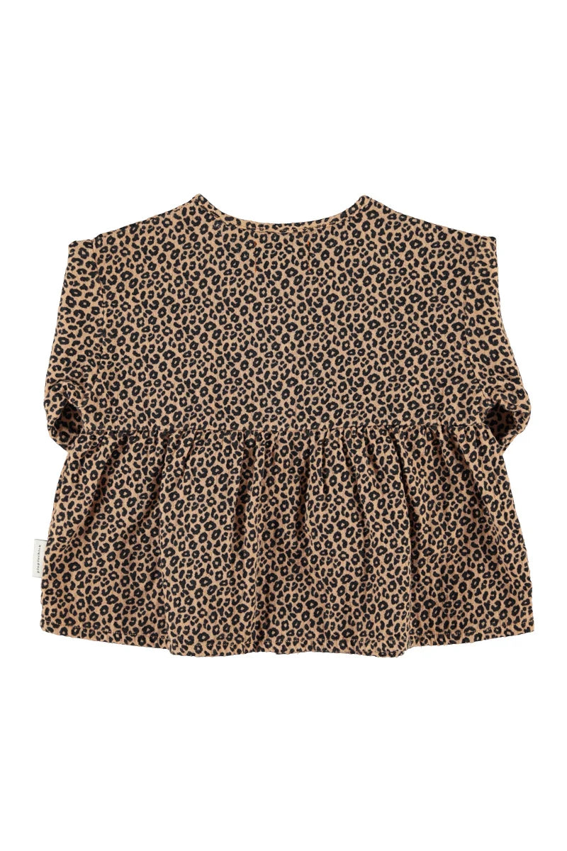 BLOUSE BROWN W/ ANIMAL PRINT