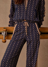 Women's Ezra Nova Flare Pant Monogram Jacquard Geometric Wide Leg Lifestyle