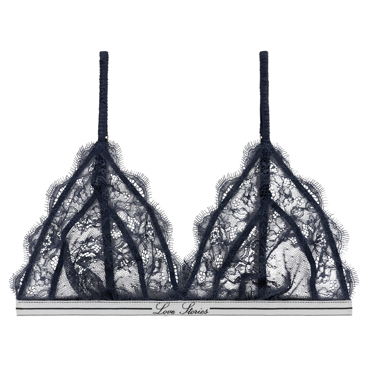 LOVE LACE TRIANGLE BRALETTE DARK BLUE