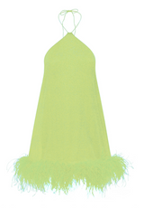 LUMIERE PLUMAGE MINI DRESS AQUAMARINE & CITRON | لباس المرأة