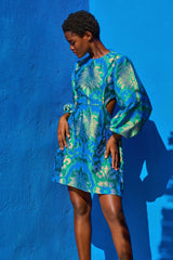 Cut Out Palmtree Dress Green turquoise GAIA | فستان نسائي