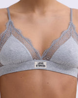 Delicate Love Lace Knitted Triangle Bralette, Comfortable Cotton Fabric, Elegant Trim