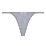 Carole Grey Knitted Mid-Waist Thong: Comfortable Cotton, Seamless Fit