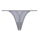 Carole Grey Knitted Mid-Waist Thong: Comfortable Cotton, Seamless Fit