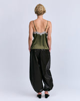 Elegant Pip V-Neck Camisole Top in Fresh Green with Delicate Lace Trim