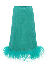 LUMIERE PLUMAGE MIDI SKIRT AQUAMARINE & CITRON | تنورة نسائية