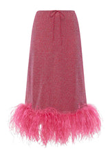 LUMIERE PLUMAGE MIDI SKIRT RASPBERRY | تنورة نسائية