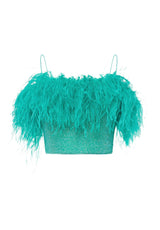 LUMIÈRE PLUMAGE TOP AQUAMARINE & CITRON | قميص علوي نسائي