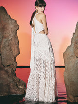 Dentelle Cut Out Dress White | فستان نسائي