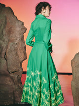 Shirt Dress Broided Palmtree Green | فستان نسائي