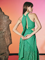 Dentelle Cut Out Dress Green | فستان نسائي