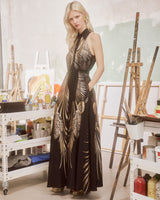 Maxi Dress Eriphyle Callisto Gold Black/ فستان نسائي