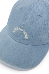 THE UPSIDE Washed Denim Soft Cap - Blue Cotton Retro Horseshoe Logo