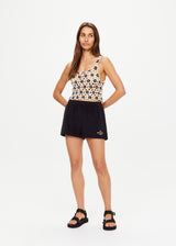 The Upside Luminary Lily Crochet Top Natural Womens Cropped Scoop Neck Cotton