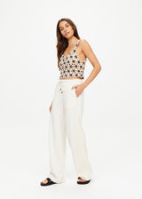 Bow N Arrow Nova Flare Pant, Neutral Jacquard Wide Leg
