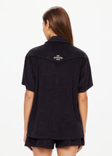 The Upside Women's Black Hemp Cotton Saddle Up Collared Shirt