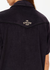 The Upside Women's Black Hemp Cotton Saddle Up Collared Shirt