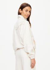 The Upside Bow N Arrow Fringe Zip Jacket Women's Natural Knit Fringe Zip Up Jacket