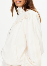 The Upside Bow N Arrow Fringe Zip Jacket Women's Natural Knit Fringe Zip Up Jacket