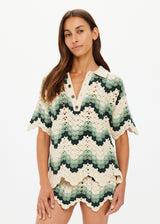 THE UPSIDE Women's Jade Crochet Shirt: Organic Cotton, Relaxed Fit, Button-Front