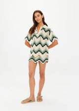 THE UPSIDE Women's Jade Crochet Shirt: Organic Cotton, Relaxed Fit, Button-Front
