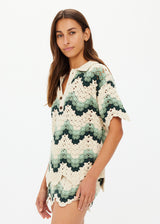 THE UPSIDE Women's Jade Crochet Shirt: Organic Cotton, Relaxed Fit, Button-Front