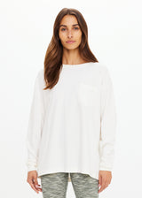 THE UPSIDE Women's Cream Recycled Cotton Soho Cara Relaxed Long Sleeve Top