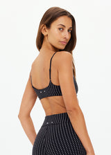 Zenith Pinstripe Women's Sports Bra: Low Coverage, Soft Support, Adjustable Fit