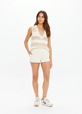 Women's Organic Cotton Dee Short, Creme, Elastic Waist, Side Pockets, Everyday