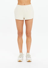 Women's Organic Cotton Dee Short, Creme, Elastic Waist, Side Pockets, Everyday