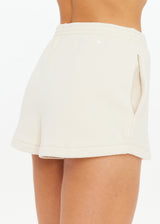 Women's Organic Cotton Dee Short, Creme, Elastic Waist, Side Pockets, Everyday