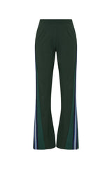 Women's Maneki Petra Flare Racing Green Pants: Eco-Viscose, Hem Splits, Taped Sides