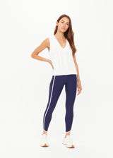 Women's Espada Hermina Creme Organic Cotton Chunky Cable Knit V-Neck Vest