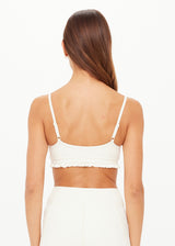 Volant Scoop Danni Bra in Creme: Premium Recycled Peached Fabric for Yoga & Pilates