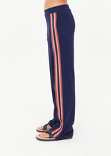 THE UPSIDE Ananda Wide Leg Cody Pant Navy Striped Lounge Trousers