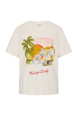 Women's Organic Cotton Creme Feeling Lucky Jodhi Tee - Classic Fit Everyday Graphic