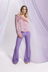 Emy Asymetrique Blouse Mauve & Green | أعلى النساء