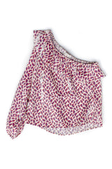 Emy Asymetrique Blouse Mauve & Green | أعلى النساء