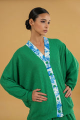 Cardigan Knitwear Lace SIlk Detail| بلوزة نسائية Cardigan Knit - Maison Clad