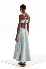 Cut Out Delos Gold Blue Althea| فستان نسائي - Maison Clad