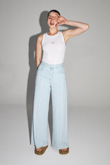 Trouser Denim Swiggy Palazzo Light Blue |سروال Denim Palazzo Light Blue