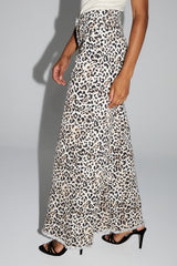 Stylish Leopard Print Wide-Leg Palazzo Denim Pants - High Waist, Fringed Hem