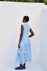 Dentelle Shirtdress Sleeveless GAIA Light Blue | فستان نسائي - Maison Clad