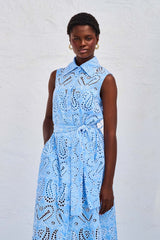 Dentelle Shirtdress Sleeveless GAIA Light Blue | فستان نسائي - Maison Clad