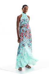 Dress Ersa Cut Out Butterflies Althea Aqua| فستان نسائي - Maison Clad